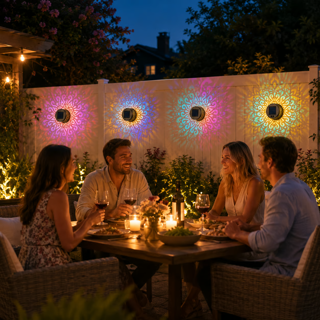 🔥Last Day 60% OFF🔥 Solar LED Outdoor Projector Light - Colorful Mandala Pattern Waterproof Wall Lamp