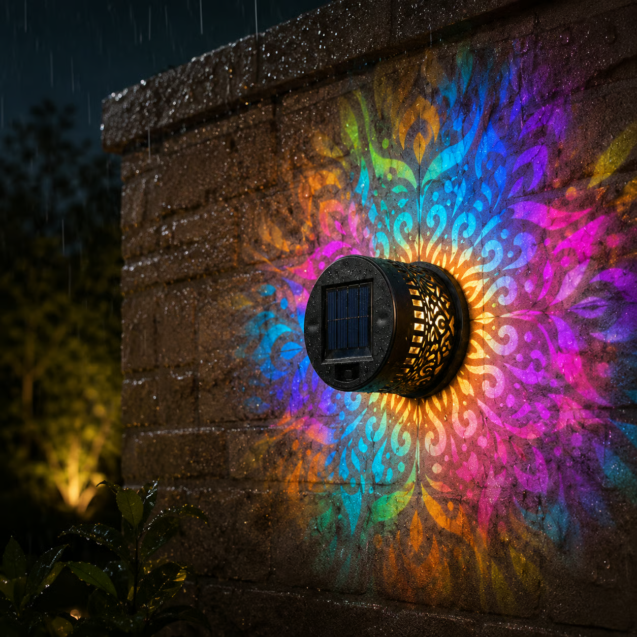 🔥Last Day 60% OFF🔥 Solar LED Outdoor Projector Light - Colorful Mandala Pattern Waterproof Wall Lamp