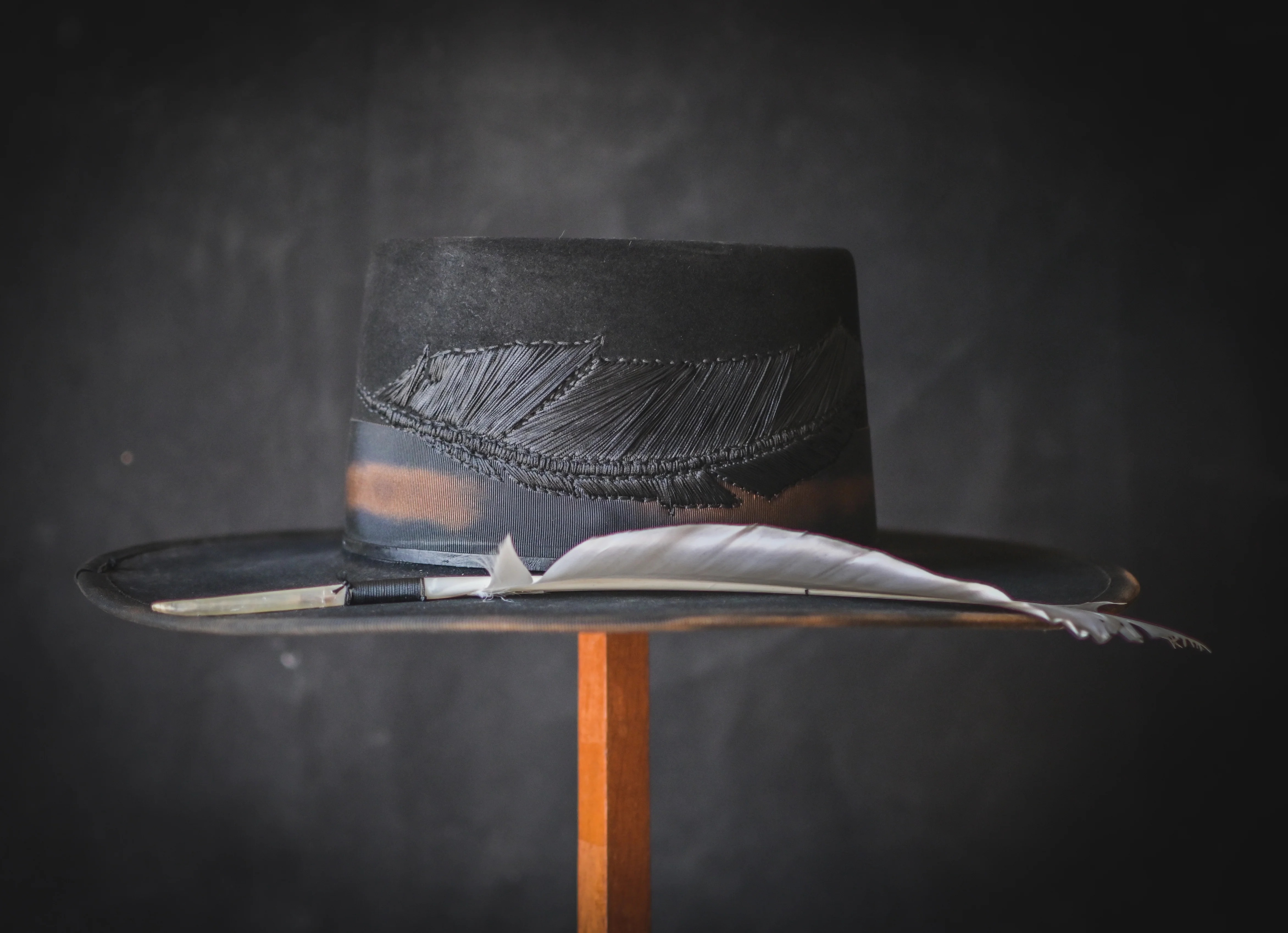 Ebon Plume Stitched Brim Hat