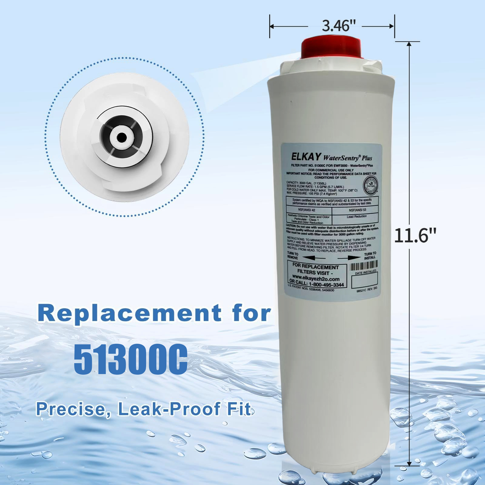 Elkay 51300C Replacement Filter Compatible With ERF750 and 55898C