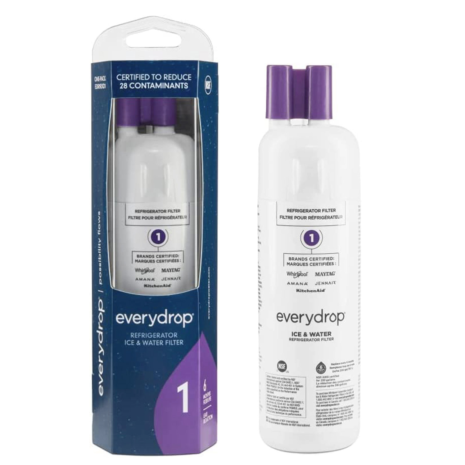 EveryDrop by Whirlpool Ice and Water Refrigerator Filter 1, EDR1RXD1