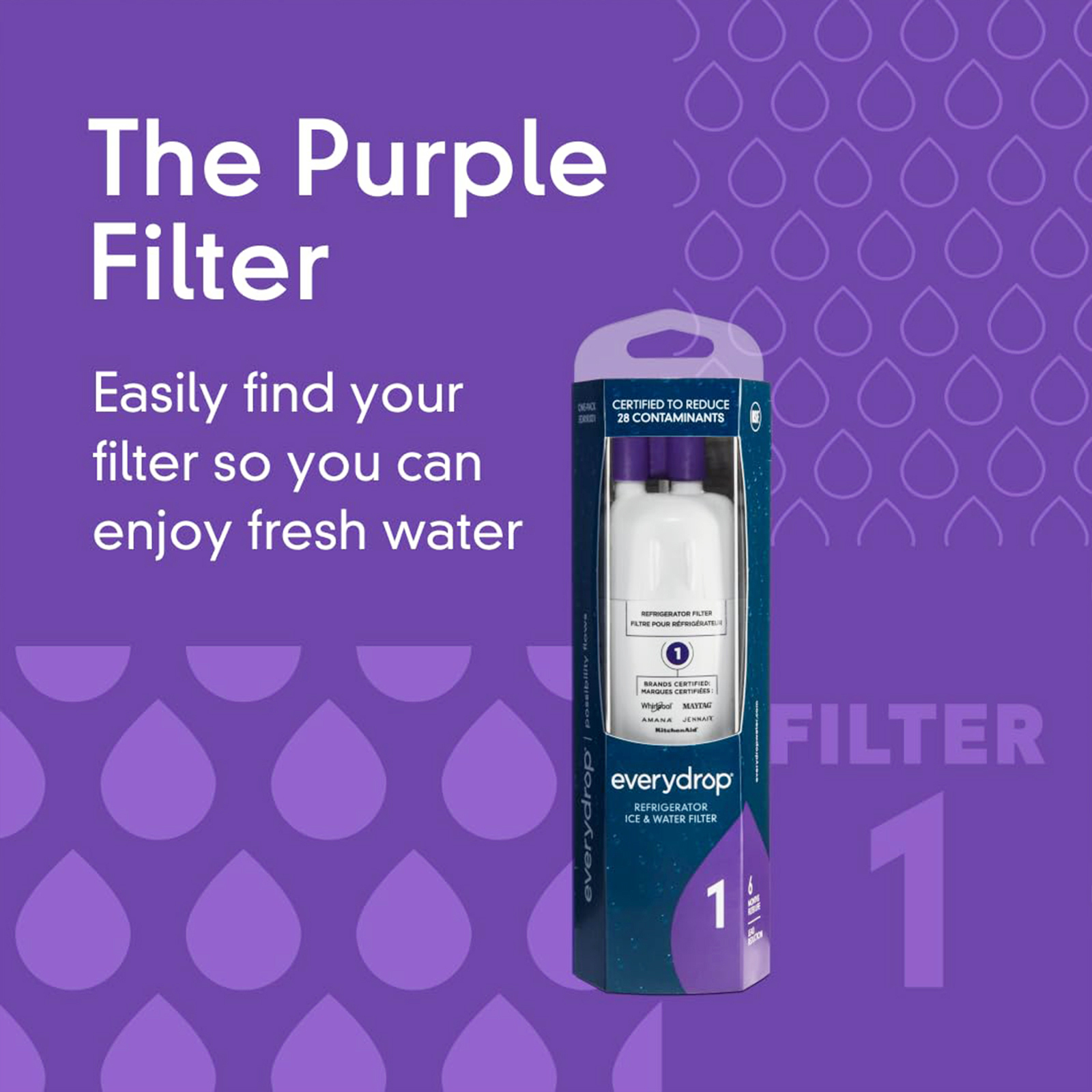 EveryDrop by Whirlpool Ice and Water Refrigerator Filter 1, EDR1RXD1