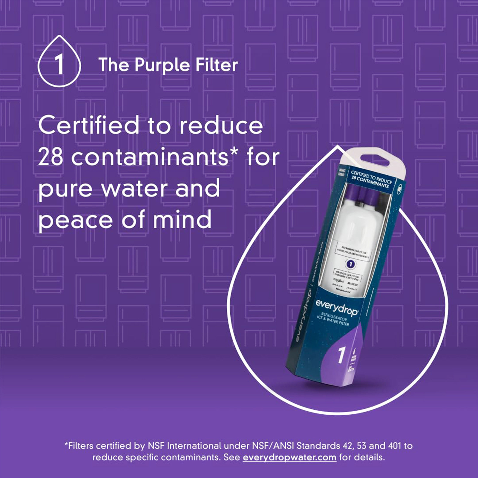 EveryDrop by Whirlpool Ice and Water Refrigerator Filter 1, EDR1RXD1