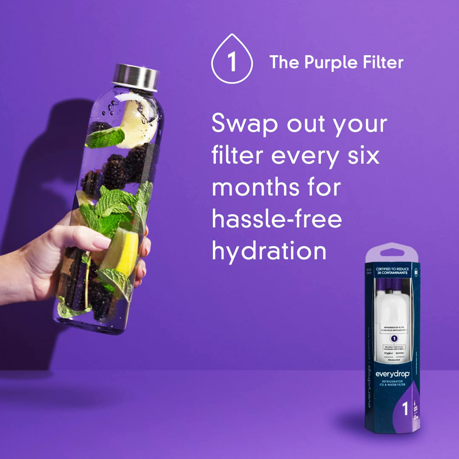 EveryDrop by Whirlpool Ice and Water Refrigerator Filter 1, EDR1RXD1