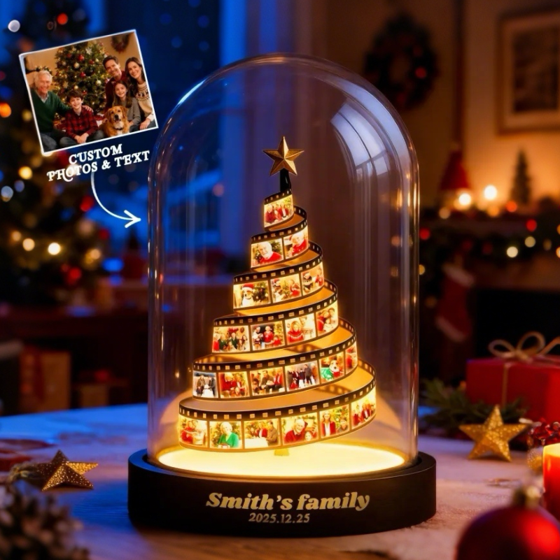 Custom Photo Film Christmas Tree Night Light Personalized Family Keepsake with Engraved Base Christmas Gift