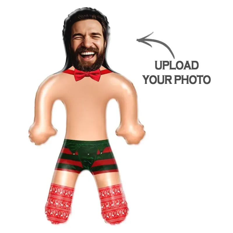 Custom Face Christmas Theme Blow Up Dolls Funny Inflatable Balloon Custom Air Doll for Party Favors Christmas Gifts