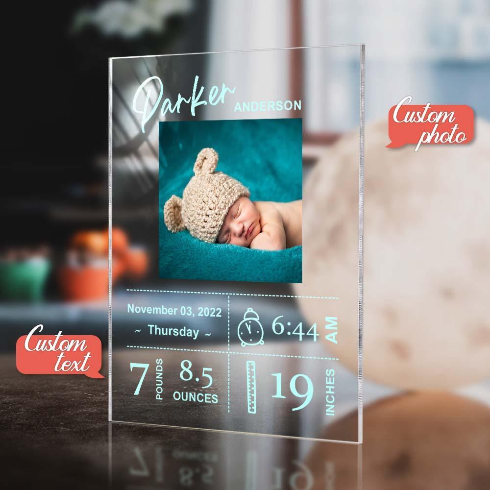 Personalized Baby Birthday Plaque Custom Baby Photo Plaque Gift