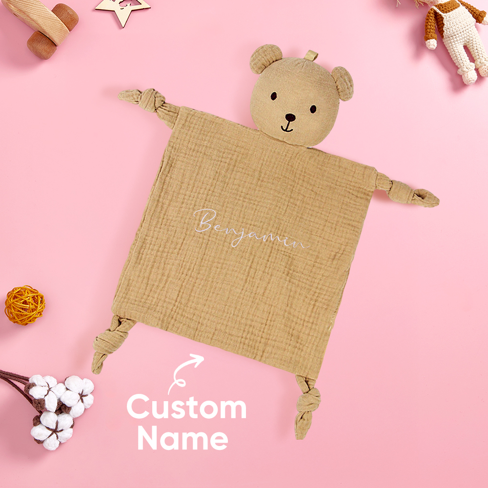 Personalized Baby Soothing Towel Soft Sleeping Animal Towel with Embroidered Name Gift for Baby