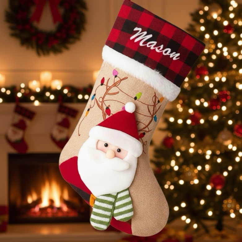 Custom Name Christmas Stocking Ornament Tree Decoration