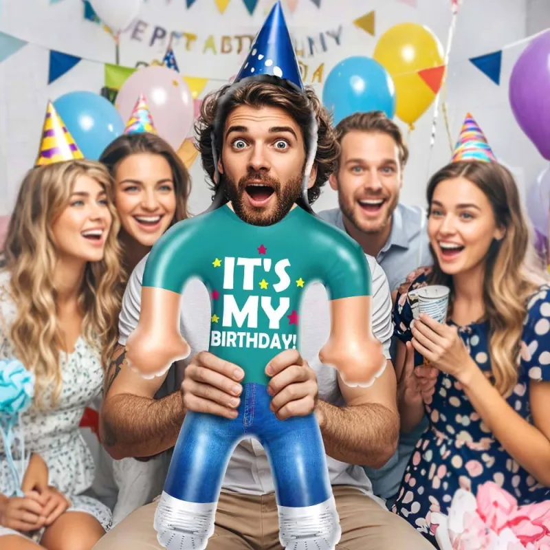 Custom Face IT'S MY BIRTHDAY! Blow Up Dolls Funny Inflatable Balloon Custom Air Doll for Party Favors