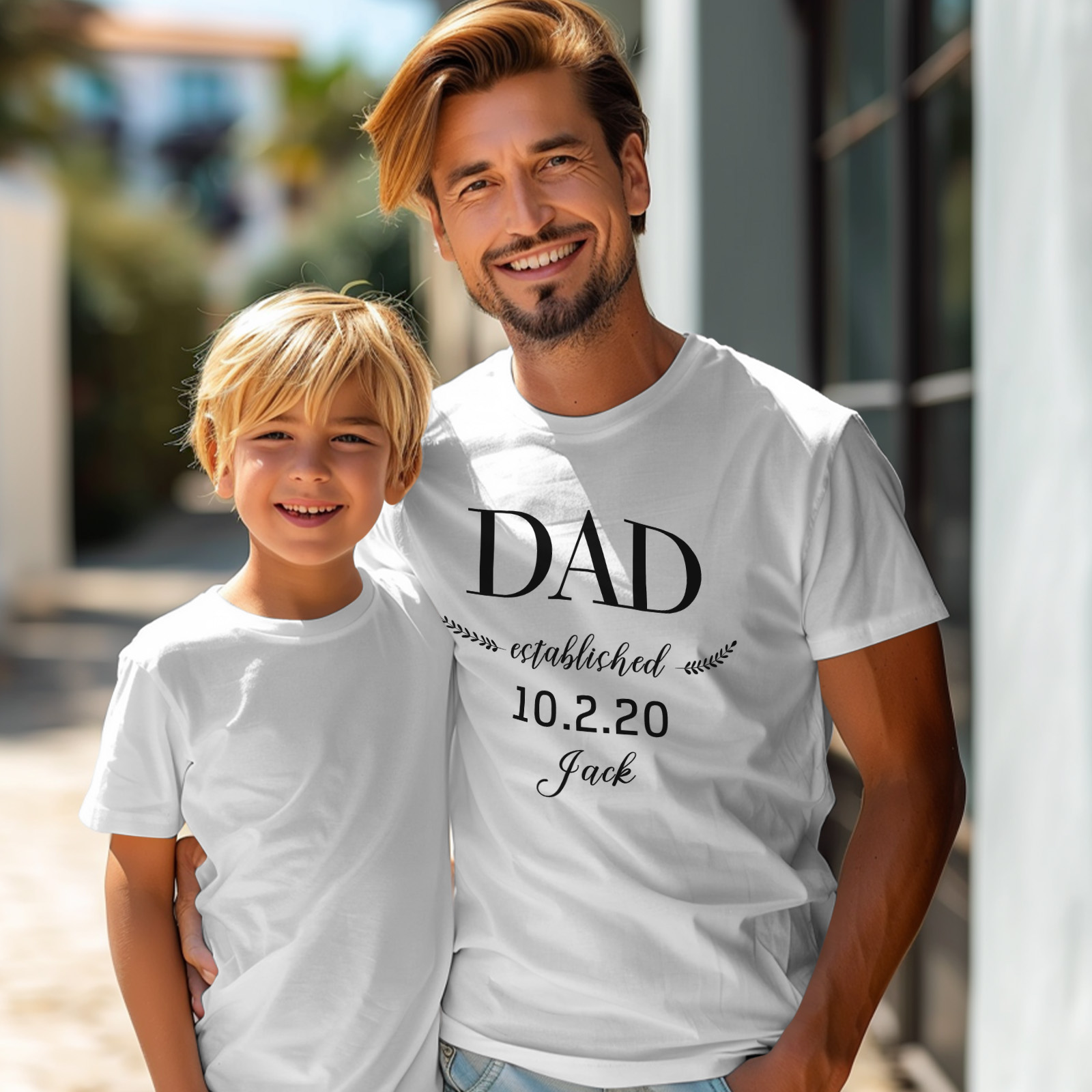 Personalized Daddy Established T-Shirt Father's Day Birthday Gift for Dad Grandpa