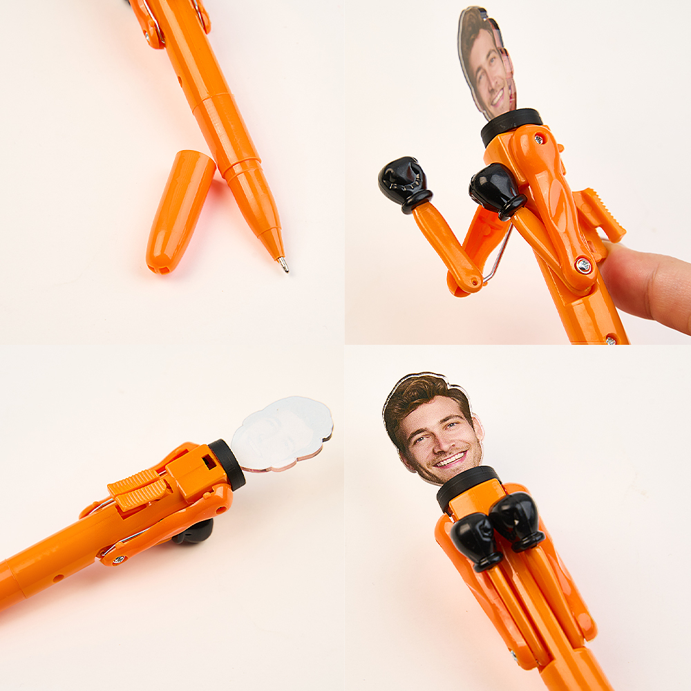 Personalized Boxing Pen with Face Creative Interactive Stress Relief Pen Funny Gift for Kids