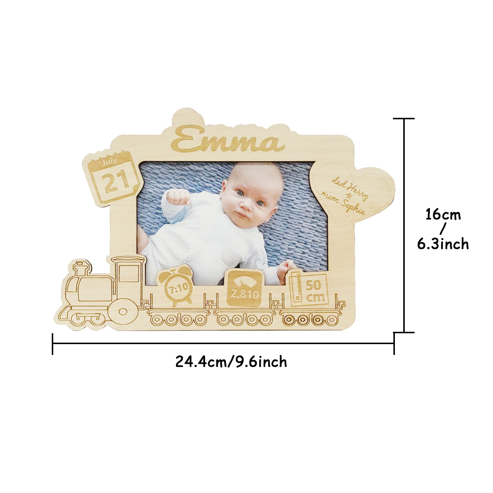 Personalized Newborn Photo Frame Engraving Baby Wood Frame