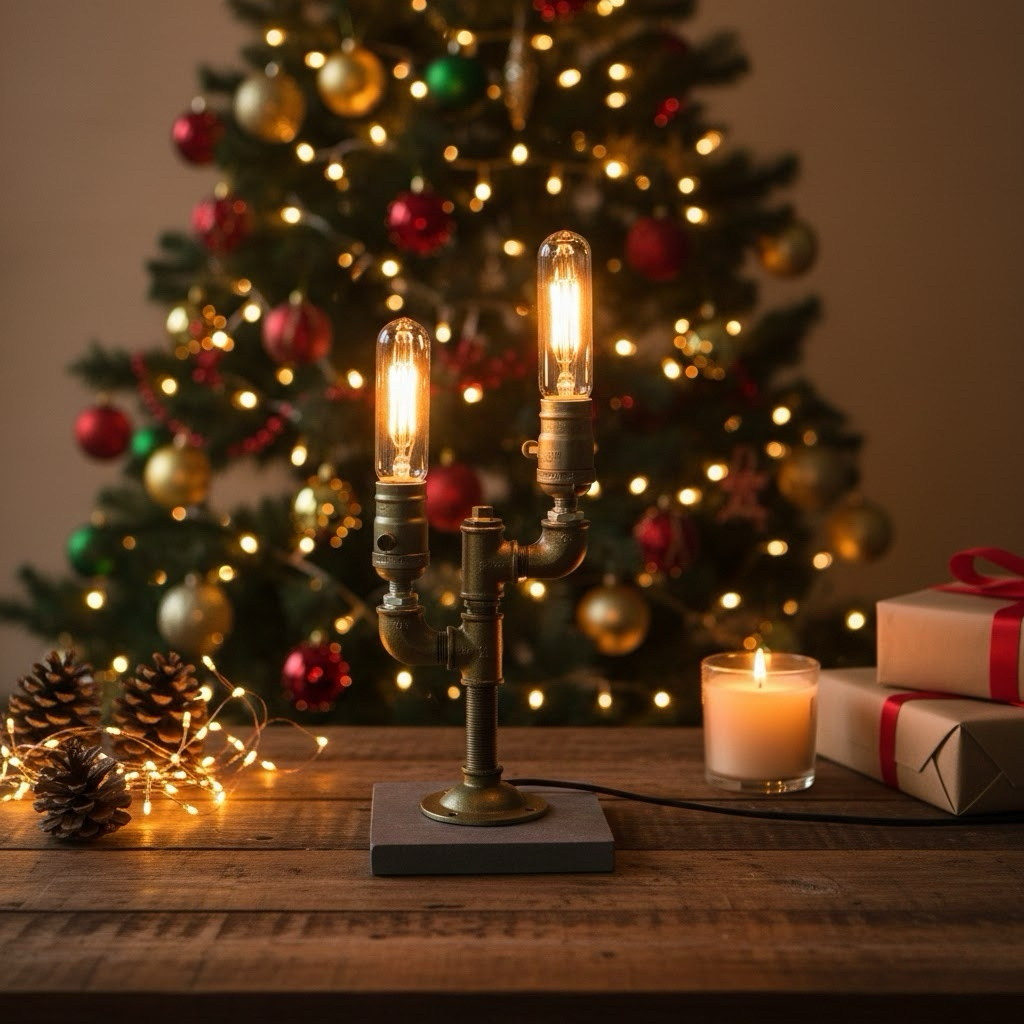 Edison Steampunk Lamp Home Decor Desk Night Light with Power Switch Button Gift for Him (Production Time: About 4-5 Days)