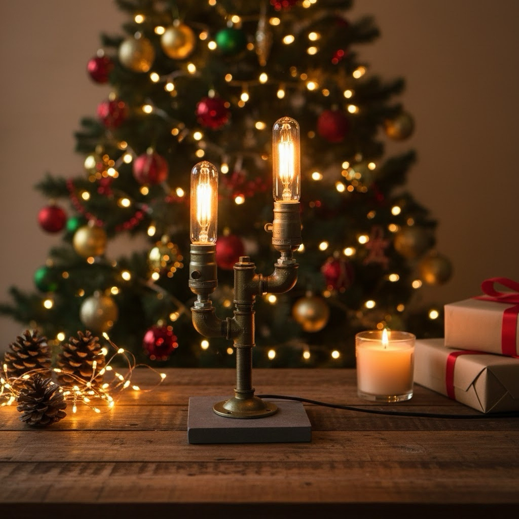 Edison Steampunk Lamp Home Decor Desk Night Light with Power Switch Button Gift for Him (Production Time: About 4-5 Days)