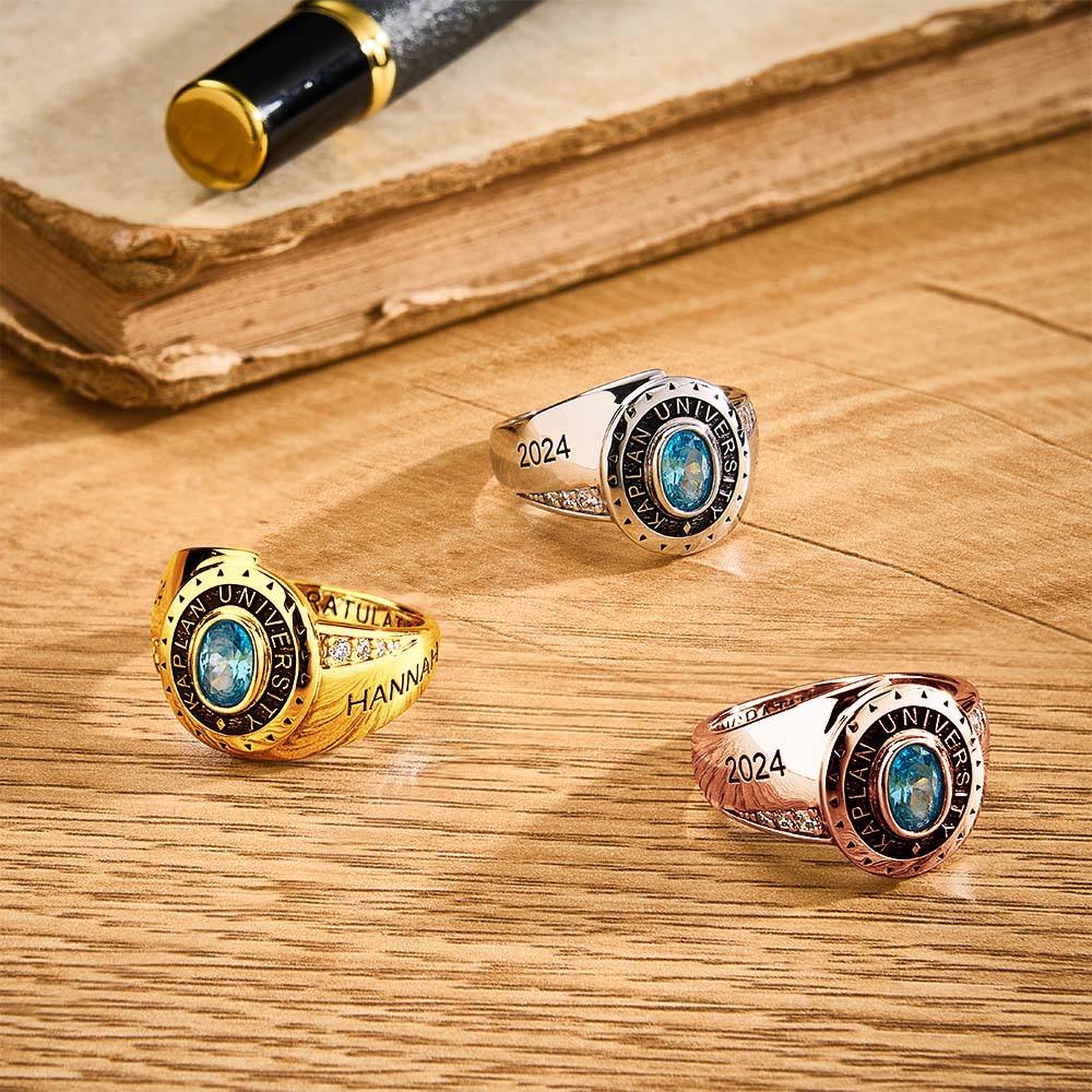 Personalized Birthstone Graduation Ring Graduation Gift for Class of 2024 Graduates