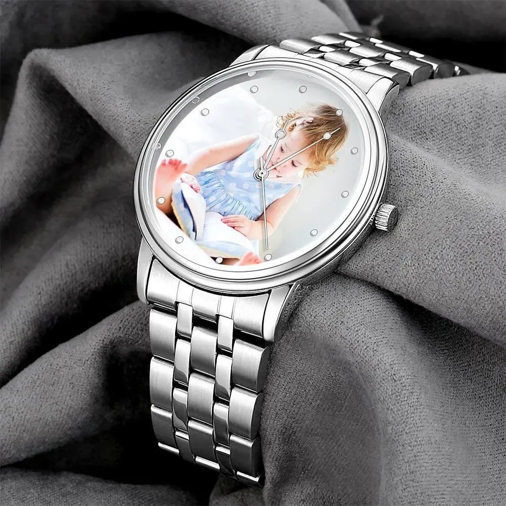 Custom Photo Unisex Engraved Text Watch Alloy Strap 38mm Valentines Gift