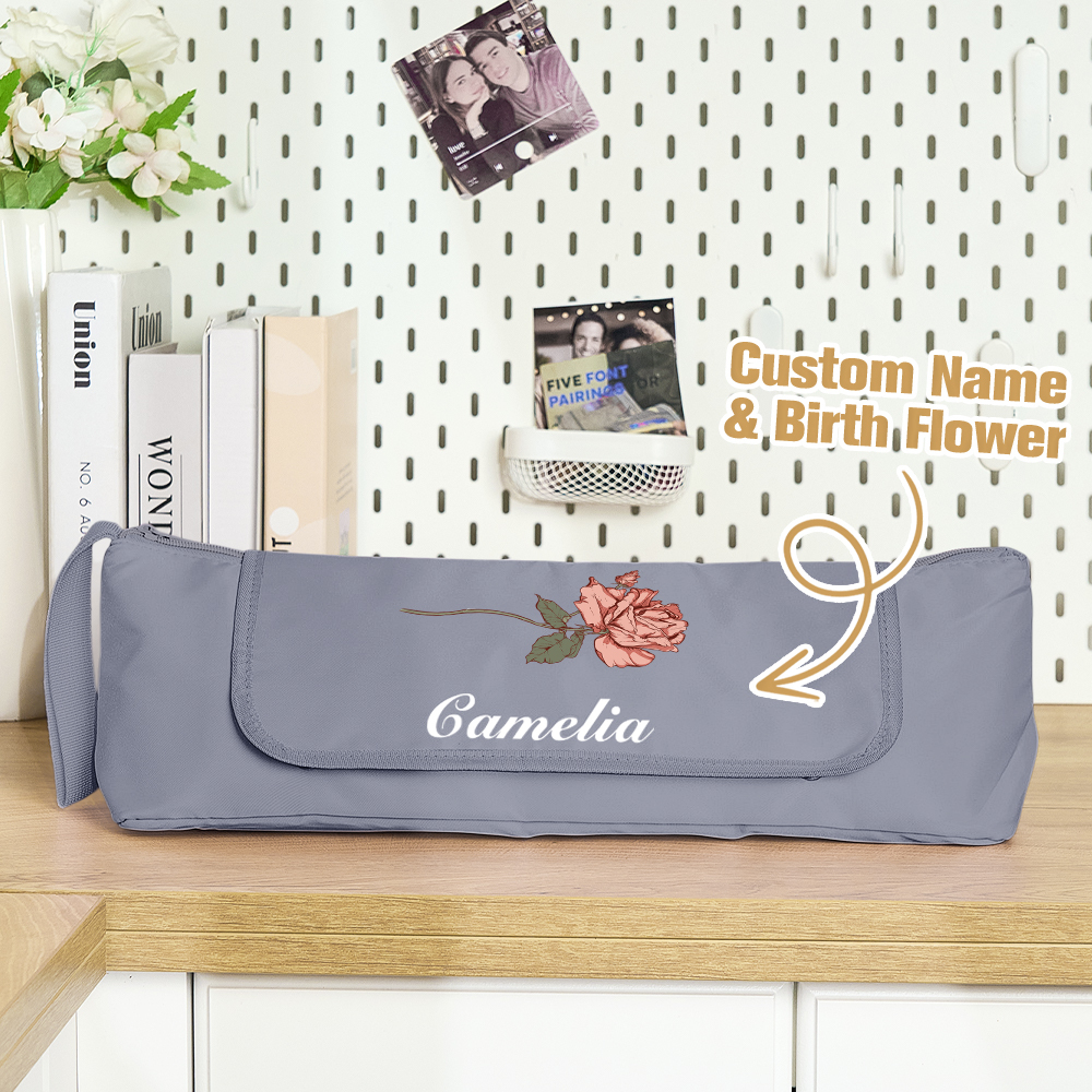 Personalized Birth Flower Heating Rod Storage Bag Waterproof Hairdressing Tool Kit Travel Accessories Gift for Her
