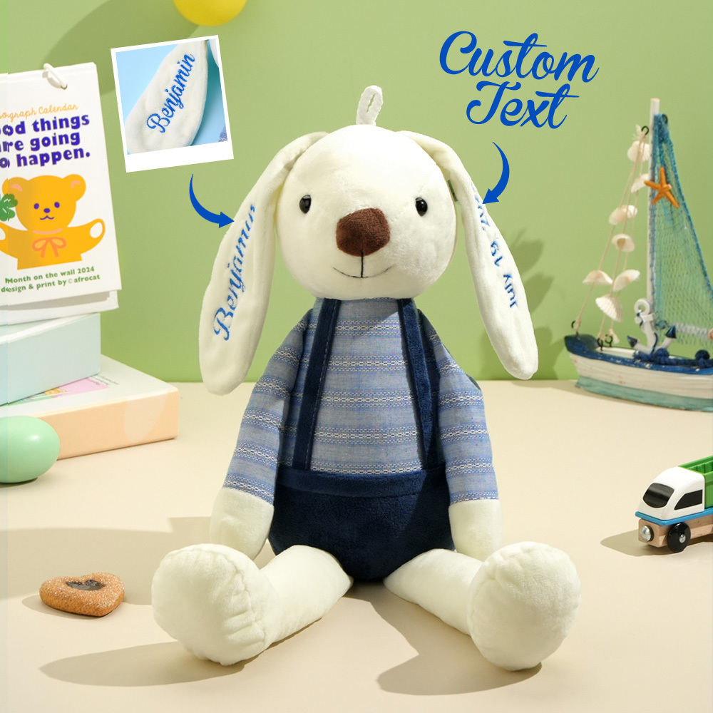 Personalized Bunny Plush Toys Custom Rabbit with Embroidered Name Gift for Children