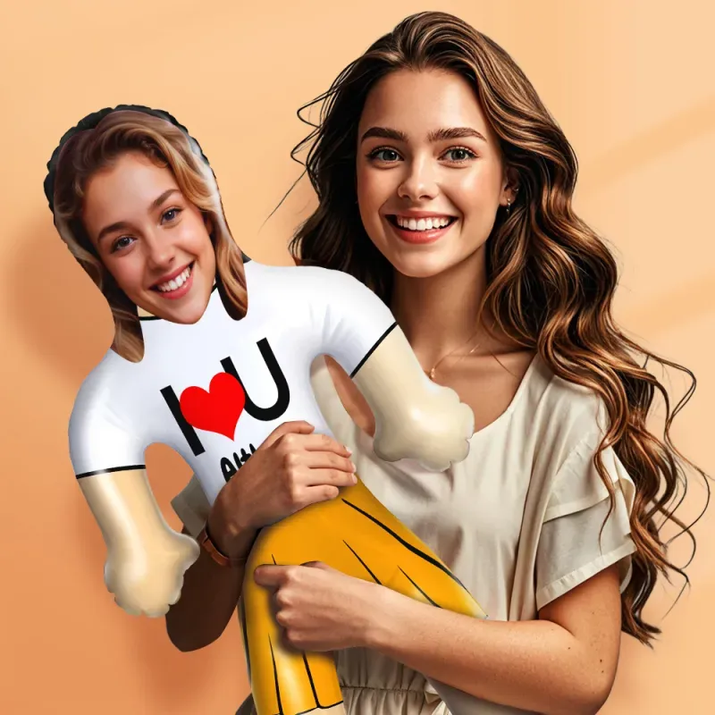 Custom Face & Text "I lOVE U" Blow Up Dolls Funny Inflatable Balloon Custom Air Doll for Party Favors