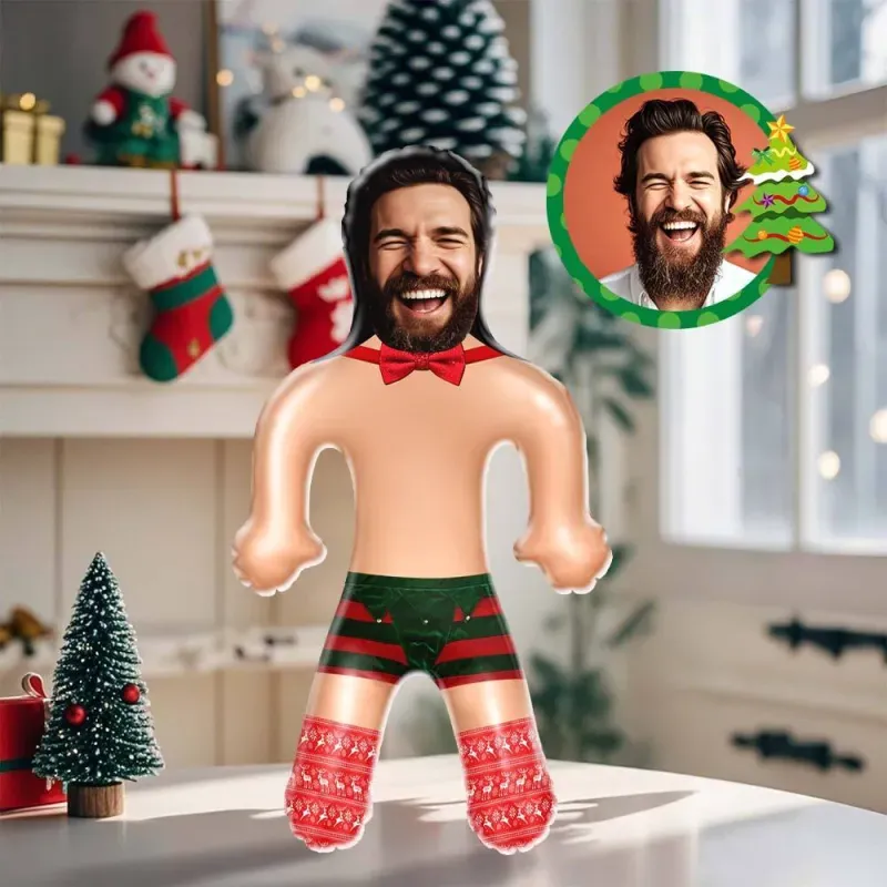 Custom Face Christmas Theme Blow Up Dolls Funny Inflatable Balloon Custom Air Doll for Party Favors Christmas Gifts