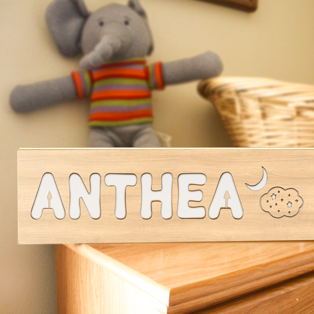 Personalized Baby Name Night Light Custom Wood Toddler Lamp