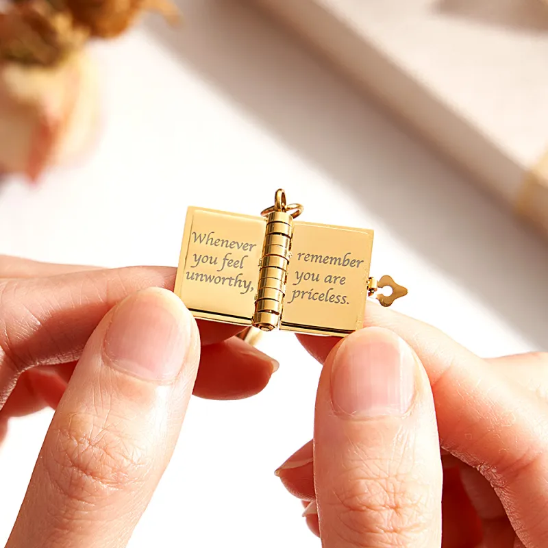 Personalized My Little Star Book Keychain – A Letter to My Daughter in a Locket Pendant with Message Inside Meaningful Gift