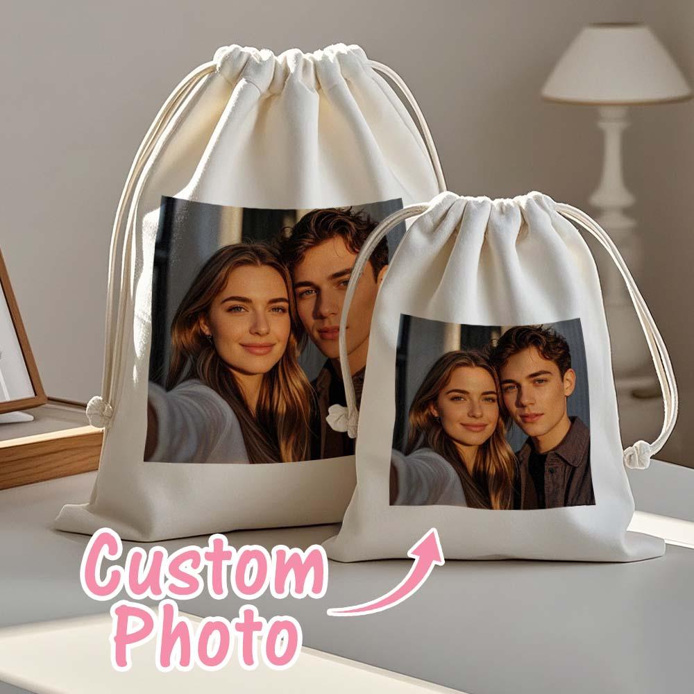 Custom Photo Drawstring Canvas Bag – Perfect for Travel & Daily Storage