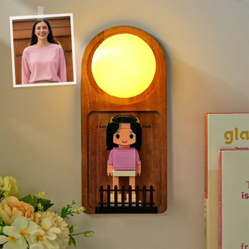 Custom Name & Photo Brick Figure Night Light Personalized Family Night Light Best Gift