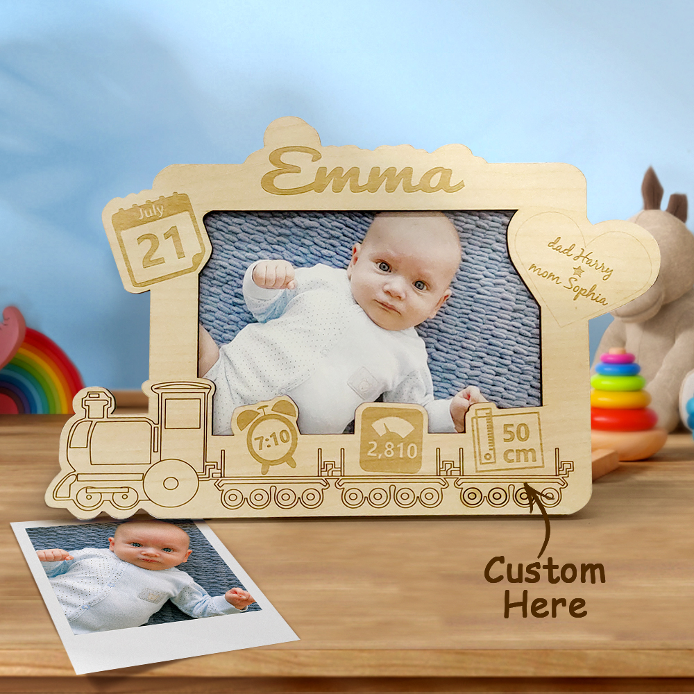 Personalized Newborn Photo Frame Engraving Baby Wood Frame