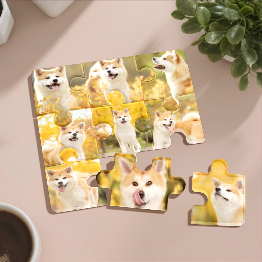 Personalized Photo Puzzle-Shaped Fridge Magnet – Custom Gift for Pet Lover