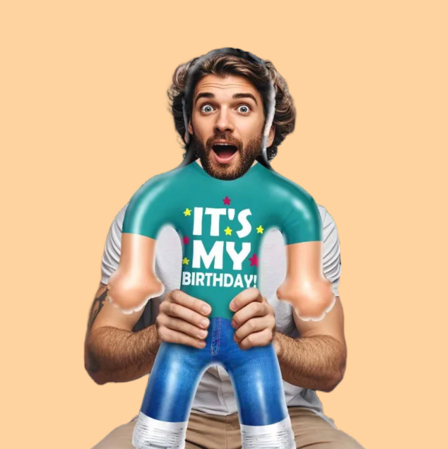 Custom Face IT'S MY BIRTHDAY! Blow Up Dolls Funny Inflatable Balloon Custom Air Doll for Party Favors