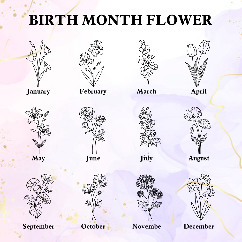 Personalized Birth Flower PU Leather Jewelry Box with Name Jewelry Box Gift for Her