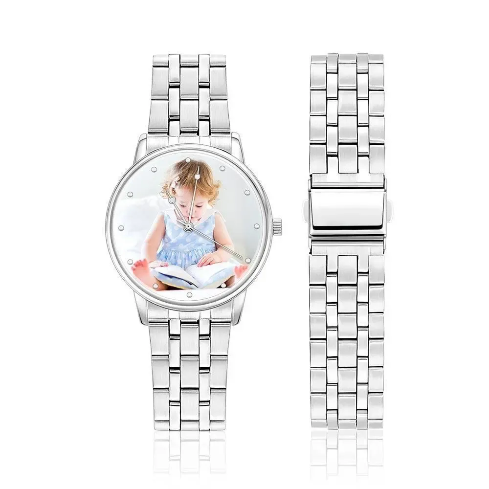 Custom Photo Unisex Engraved Text Watch Alloy Strap 38mm Valentines Gift