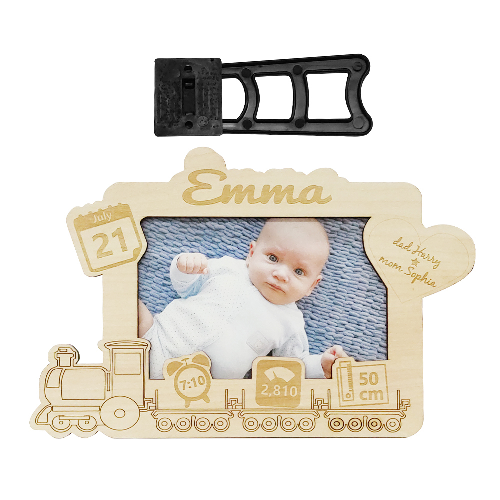 Personalized Newborn Photo Frame Engraving Baby Wood Frame