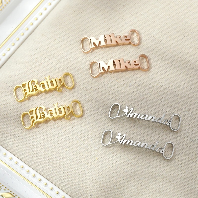 Personalized Name Metal Shoelace Charm Custom Shoe Buckle 1 pair