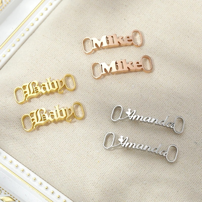 Personalized Name Metal Shoelace Charm Custom Shoe Buckle 1 pair