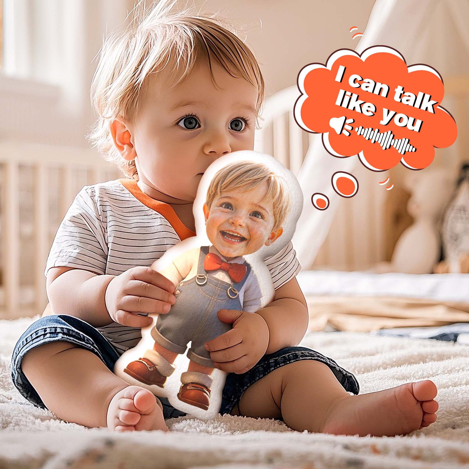 Custom Head Recording Soothing Doll with Cute Body Personalized Comfort Toy