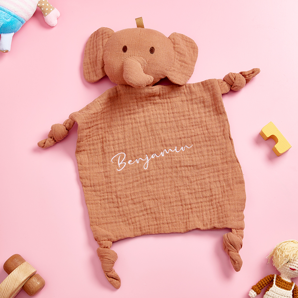 Personalized Baby Soothing Towel Soft Sleeping Animal Towel with Embroidered Name Gift for Baby