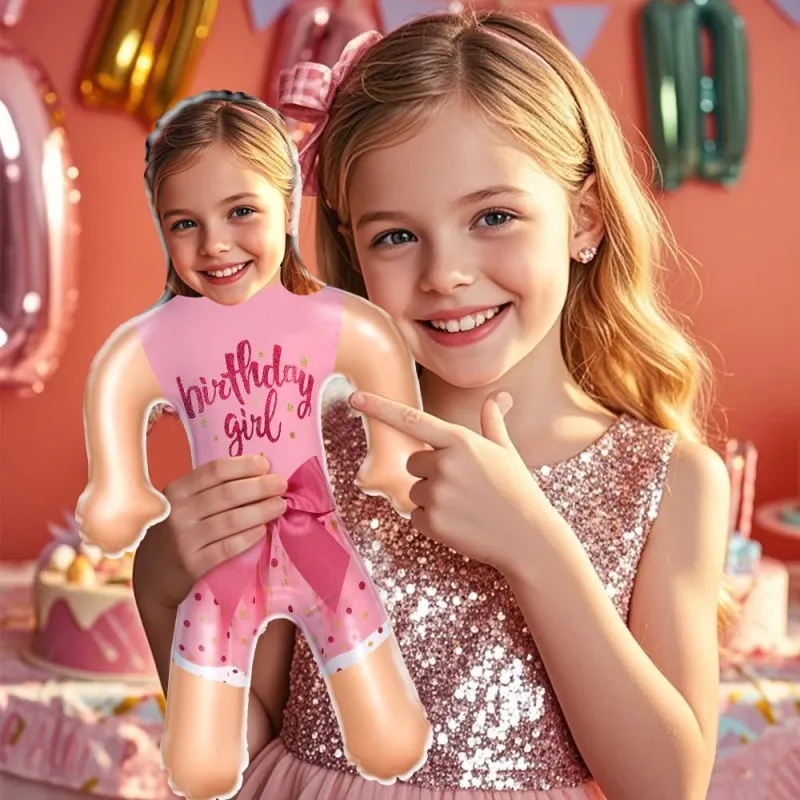 Custom Face Little Birthday Girl Blow Up Dolls Funny Inflatable Balloon Custom Air Doll for Party Favors