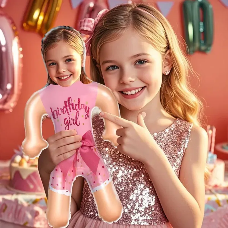 Custom Face Little Birthday Girl Blow Up Dolls Funny Inflatable Balloon Custom Air Doll for Party Favors