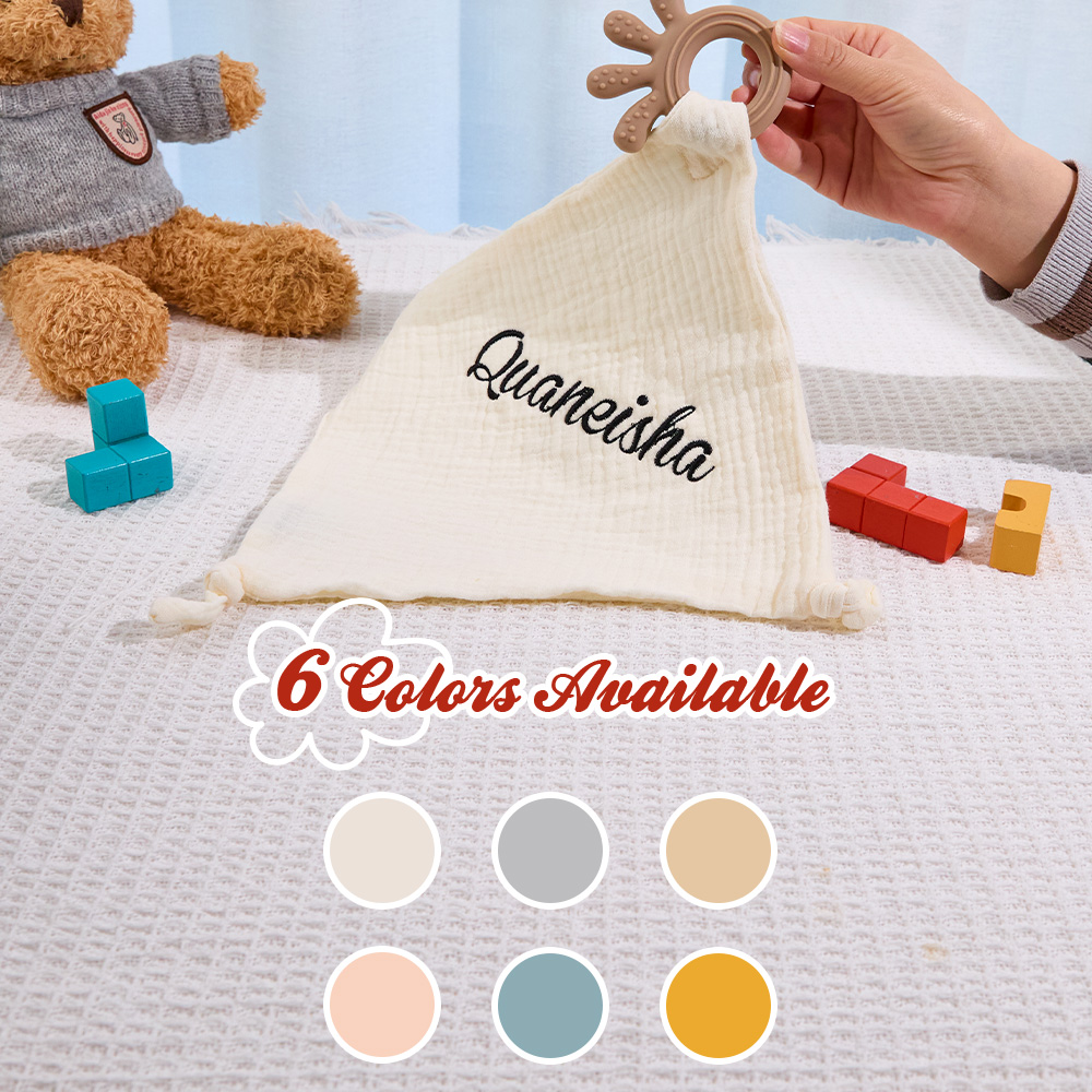 Personalized Soothe Towel Bibs Soft Sleeping Towel with Embroidered Name Gift for Baby