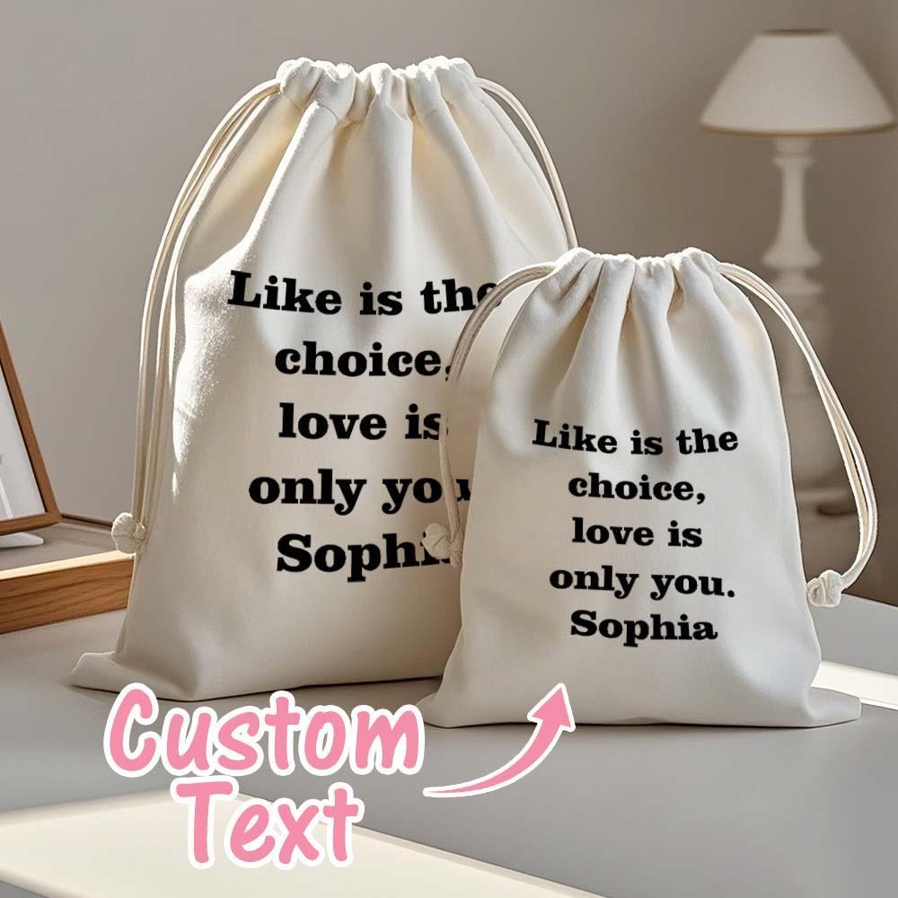 Custom Text Drawstring Canvas Bag – Personalized Travel Organizer