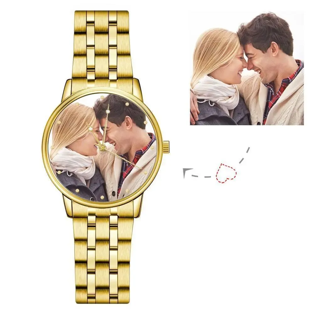 Custom Photo Unisex Engraved Text Watch Alloy Strap 38mm Valentines Gift