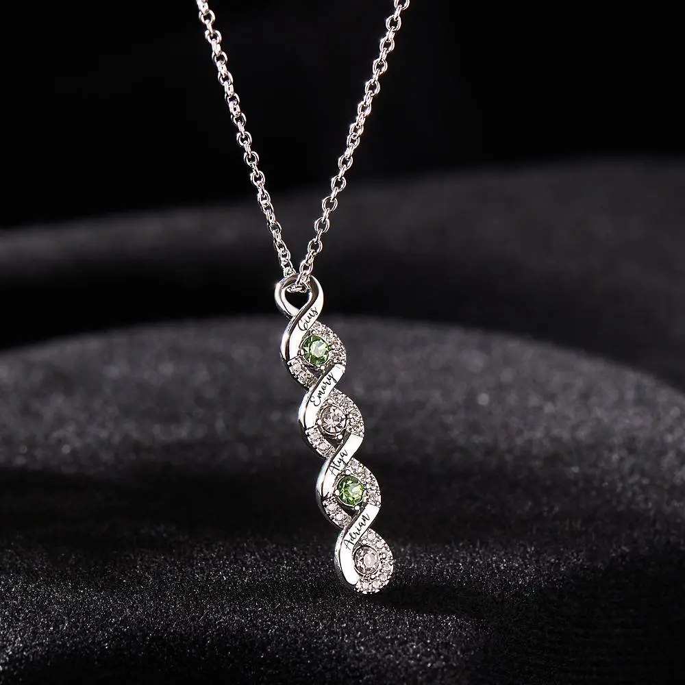 Custom Engraved Name Birthstone Necklace Infinity Creative Gifts Valentines Gift