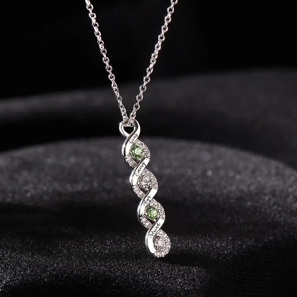 Custom Engraved Name Birthstone Necklace Infinity Creative Gifts Valentines Gift