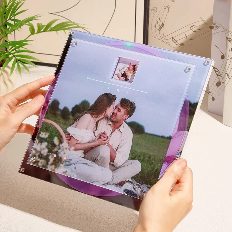 Custom Acrylic Music Photo Frame with Rotating Disc 9 Photos & Songs Personalized MP3 Voice Gift Christmas Gifts