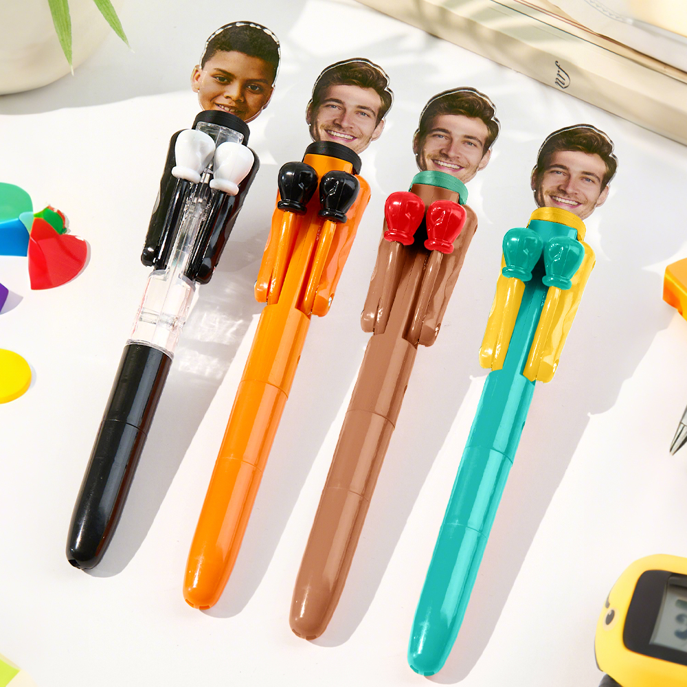 Personalized Boxing Pen with Face Creative Interactive Stress Relief Pen Funny Gift for Kids