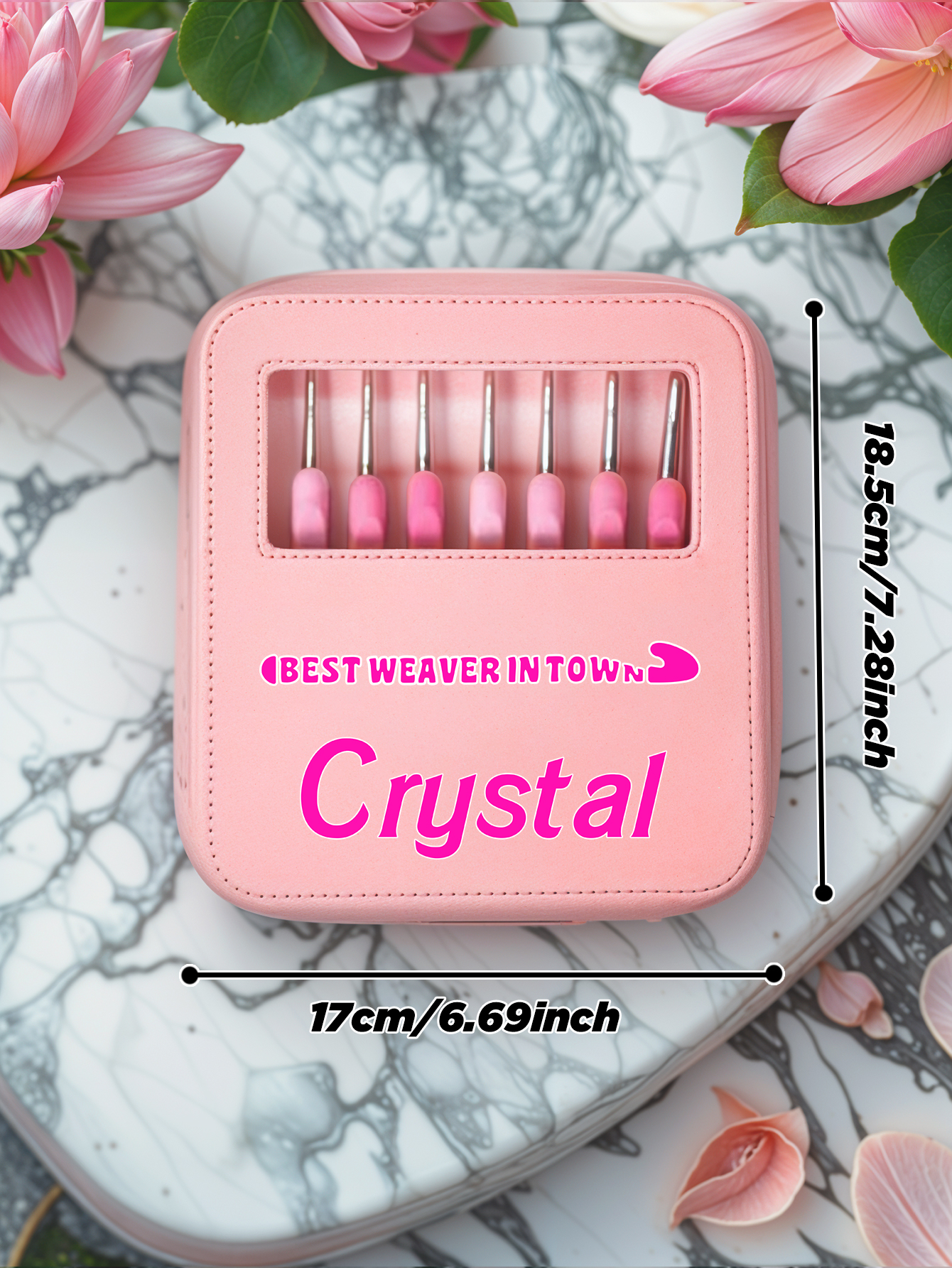 Custom Name Crochet Kit PU Leather Tool Bag - Personalized Organizer