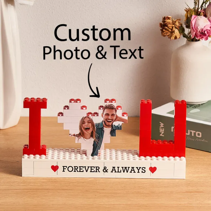 Personalized I Love You Photo Building Brick Puzzles Custom Text Photo Block Gift for Lover